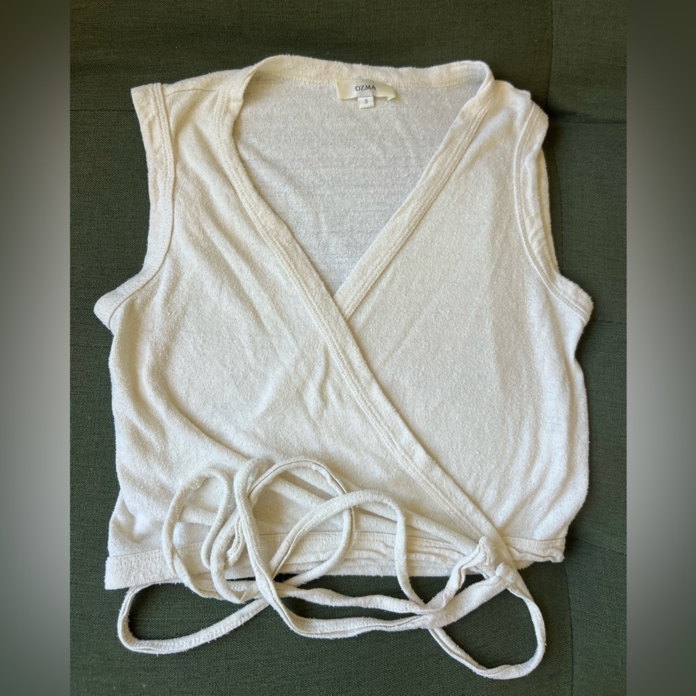 OZMA Sally Cream Silk Wrap Tank Top